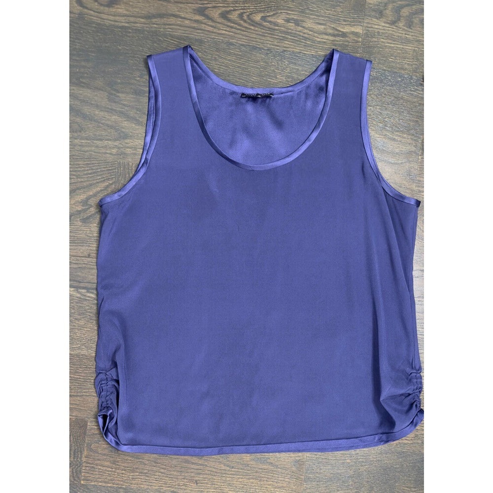 Eileen Fisher Washable Silk Stretch Tank Top Ruched sides ~ PL‎